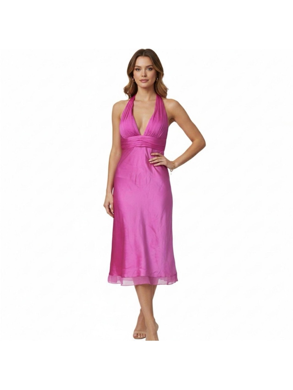 Vintage Cache Silk Pink Halter Dress Size 2